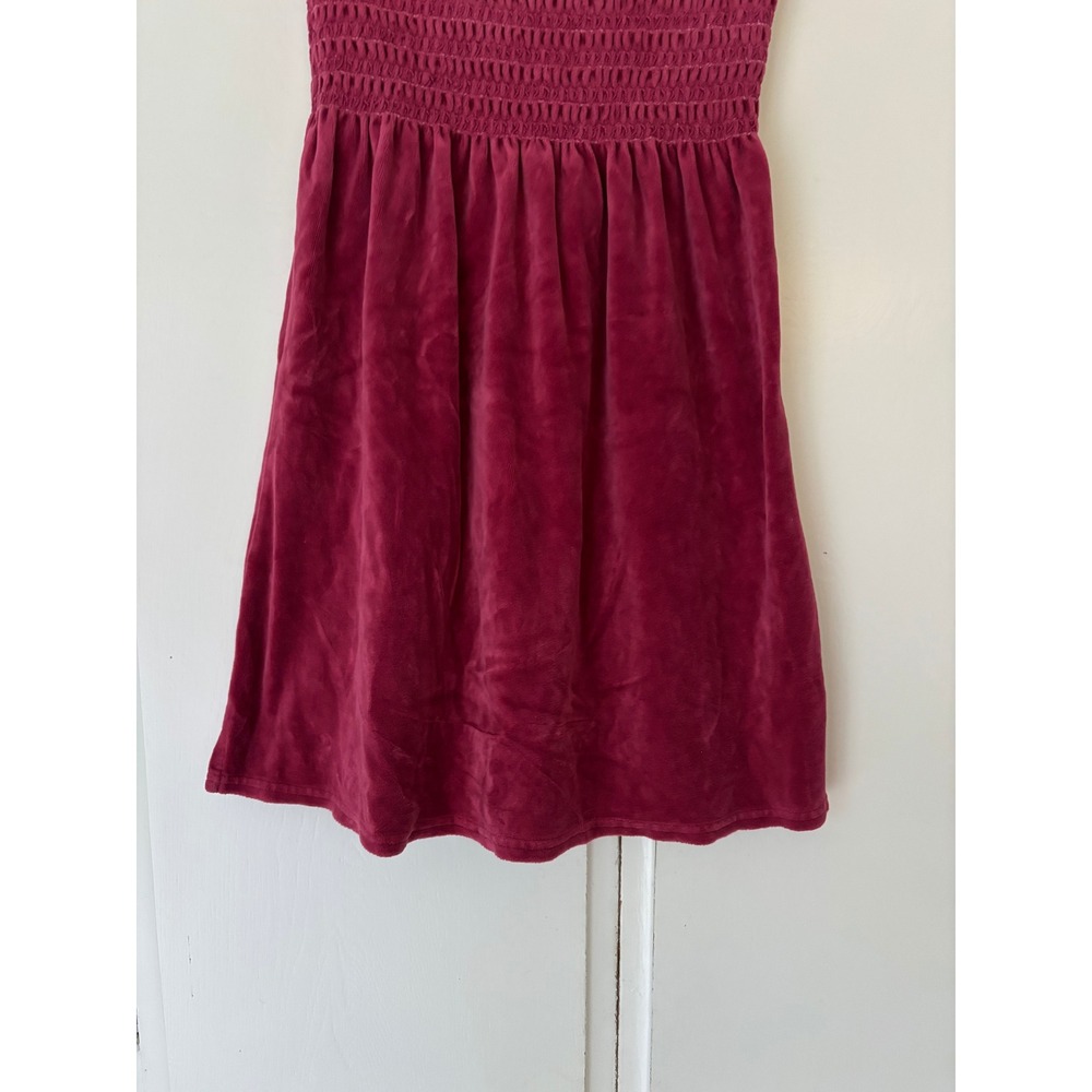 Vtg. Juicy Couture Burgundy Pink Velour Strapless Mini Dress Womens Medium Y2K - Picture 3 of 10
